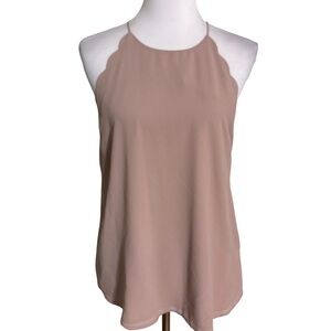 fab'rik Scalloped Halter Blouse - Brown